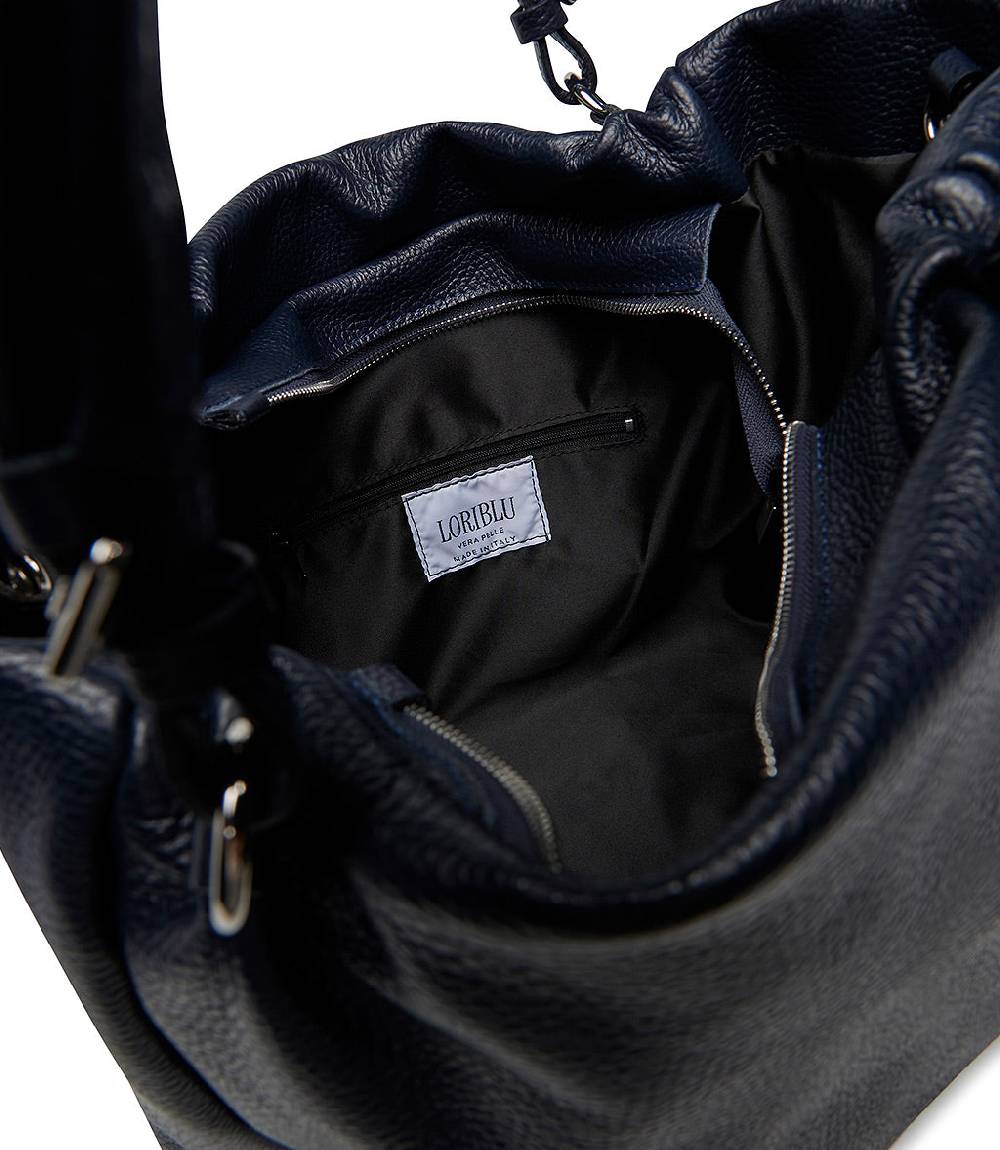 Loriblu Borsa in pelle martellata blu Esporta salva