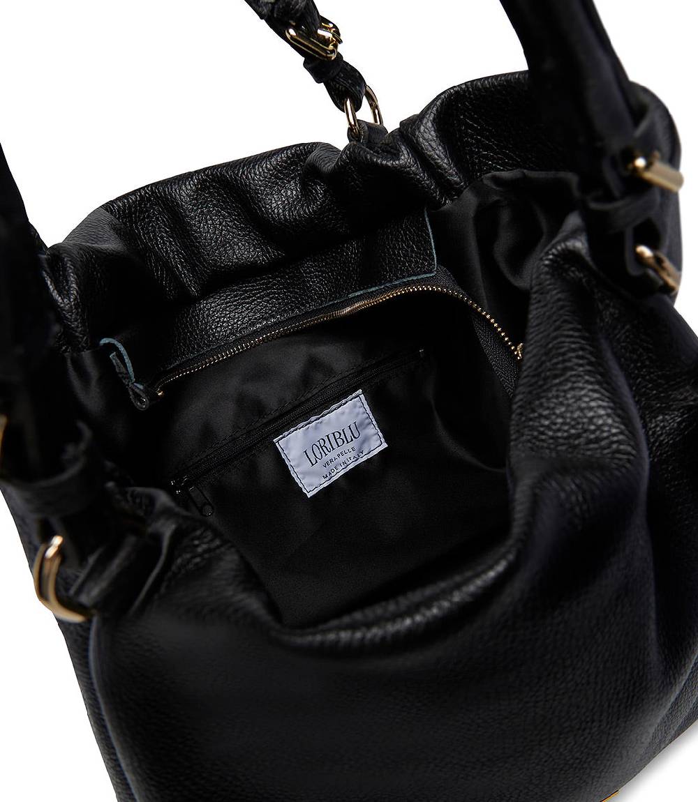 Loriblu Borsa nera in pelle martellata Black Friday Prezzi