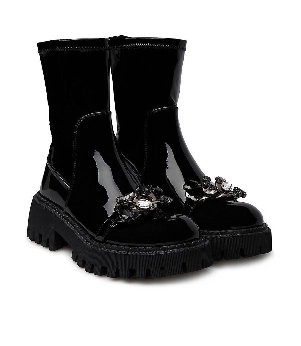 Loriblu Stivaletto in vernice nera con pietre Vendita