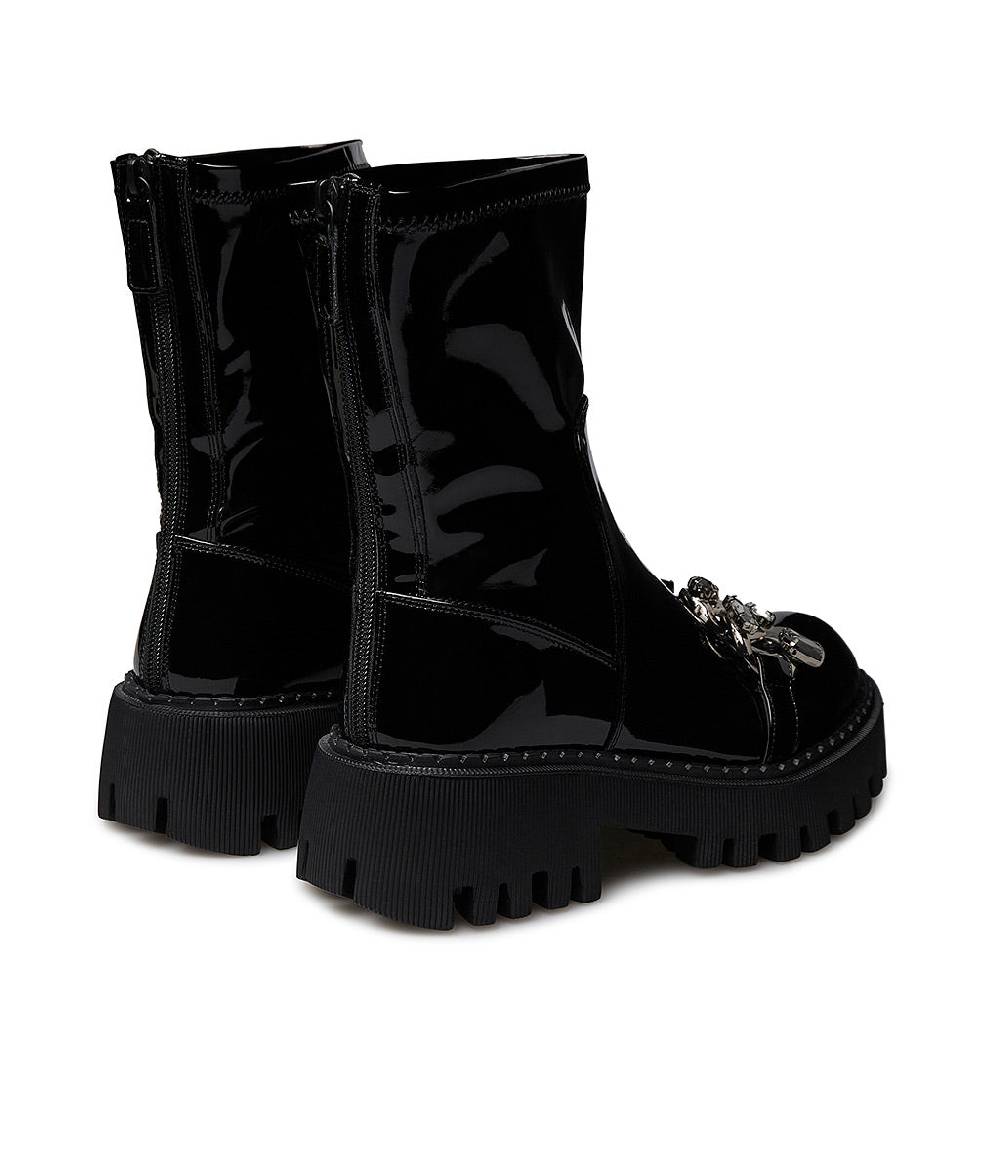 Loriblu Stivaletto in vernice nera con pietre Vendita