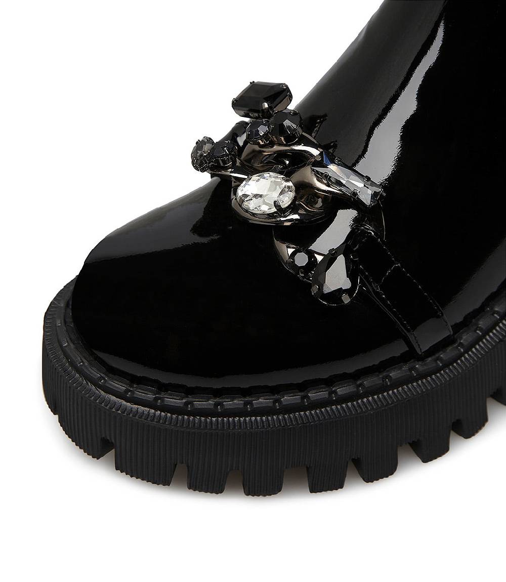 Loriblu Stivaletto in vernice nera con pietre Vendita