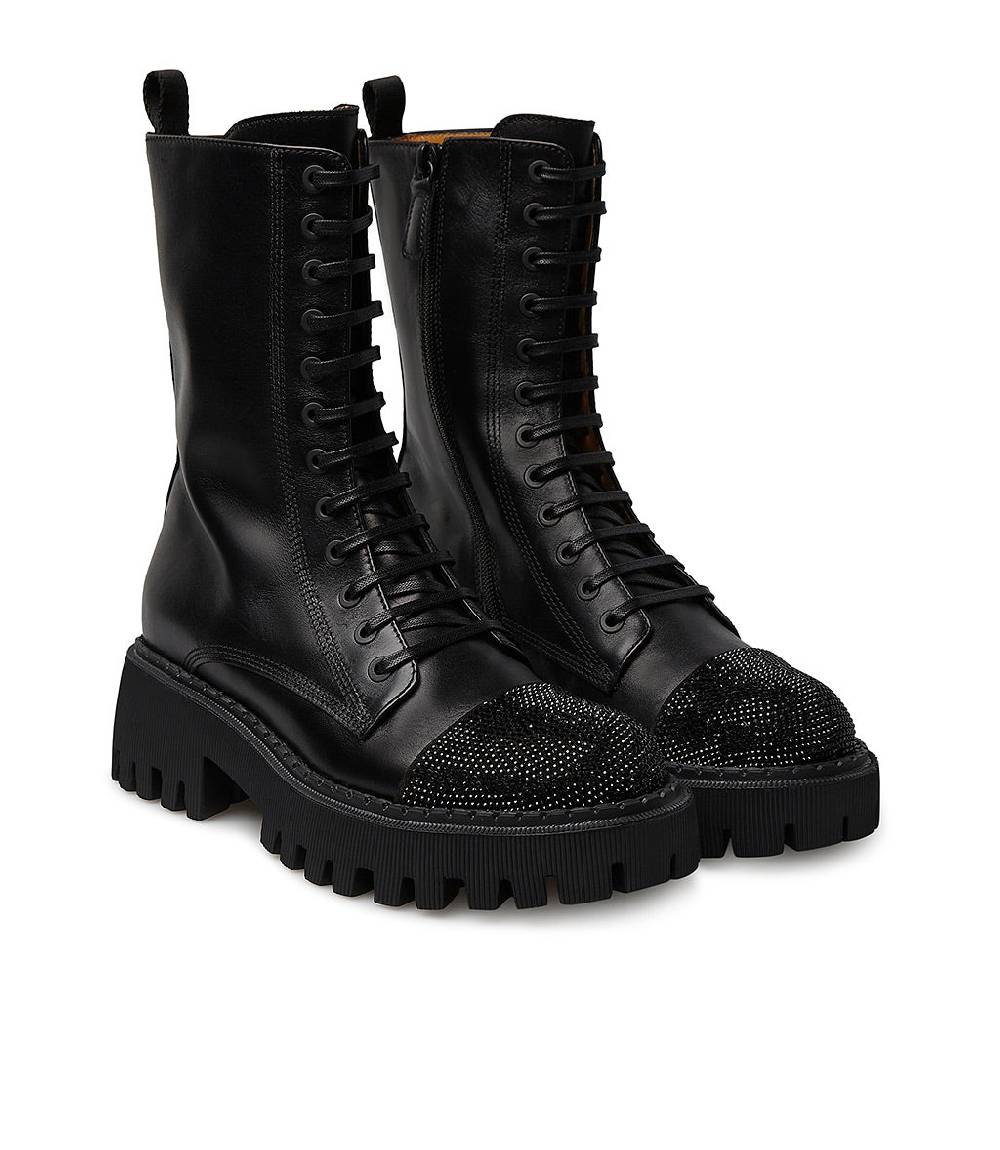 Loriblu Anfibi in vitello nero con cristalli Promozione