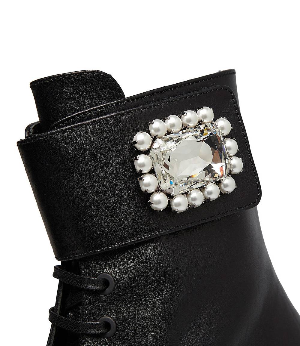 Loriblu Stivaletto in vitallo nero con fibbia-gioiello Shopping Online