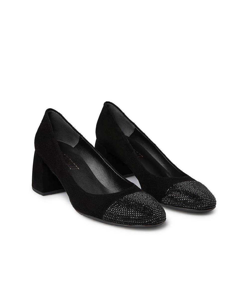 Loriblu Décolleté in camoscio nero con cristalli Sconto