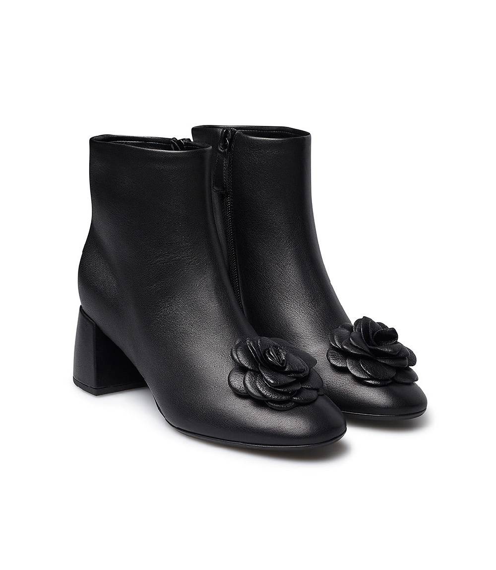 Loriblu Stivaletto in nappa nera con fiore Outlet