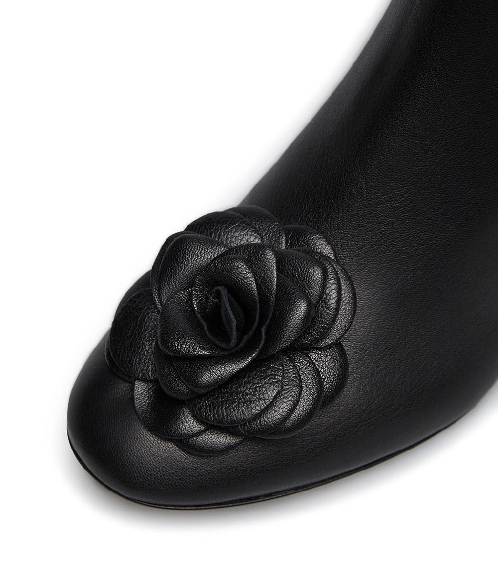 Loriblu Stivaletto in nappa nera con fiore Outlet