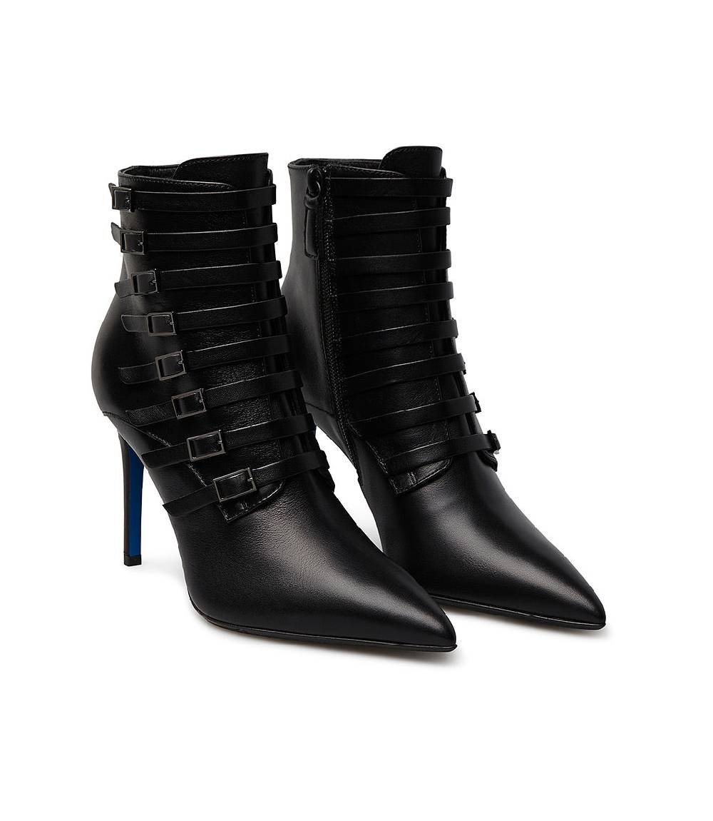 Loriblu Stivaletto in nappa nera con cinturini Saldi Di Fabbrica