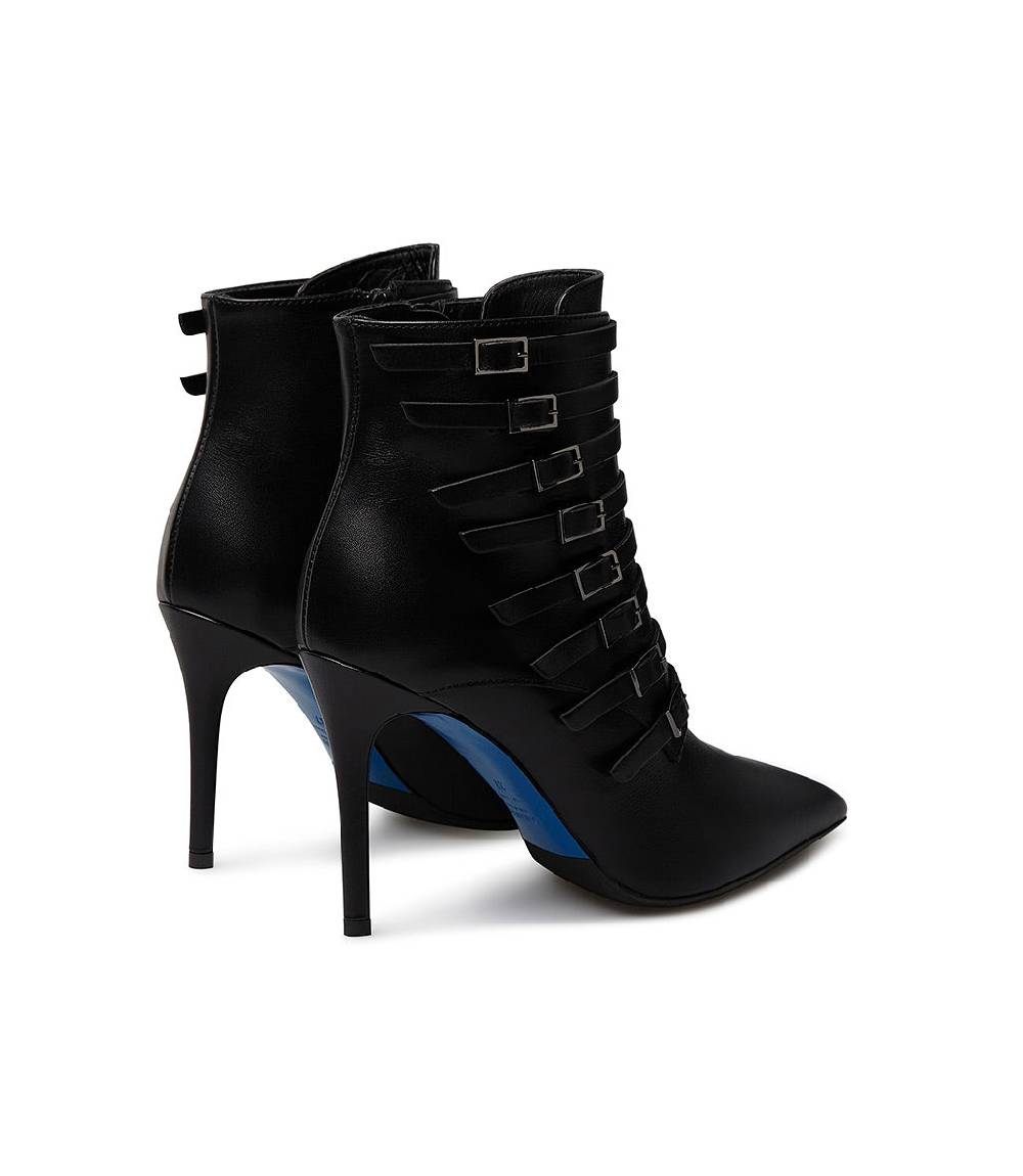 Loriblu Stivaletto in nappa nera con cinturini Saldi Di Fabbrica