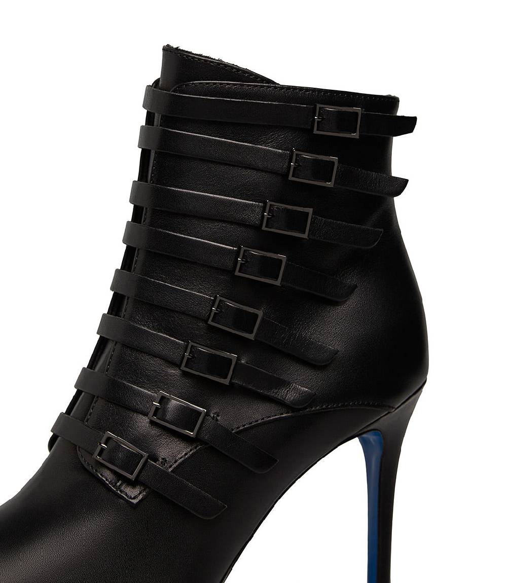 Loriblu Stivaletto in nappa nera con cinturini Saldi Di Fabbrica