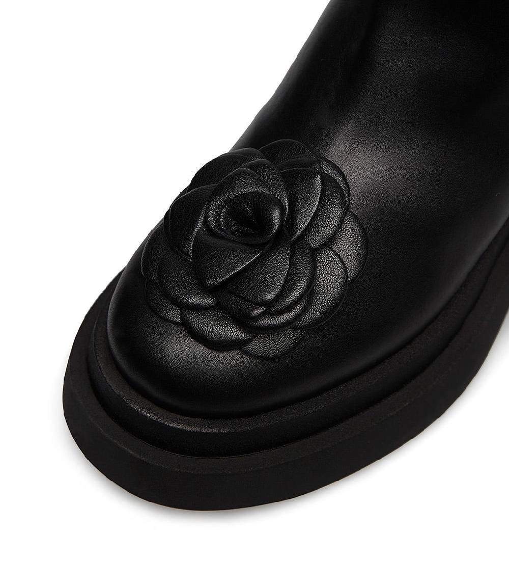 Loriblu Stivaletto in vitello nero con fiore Vendite Flash