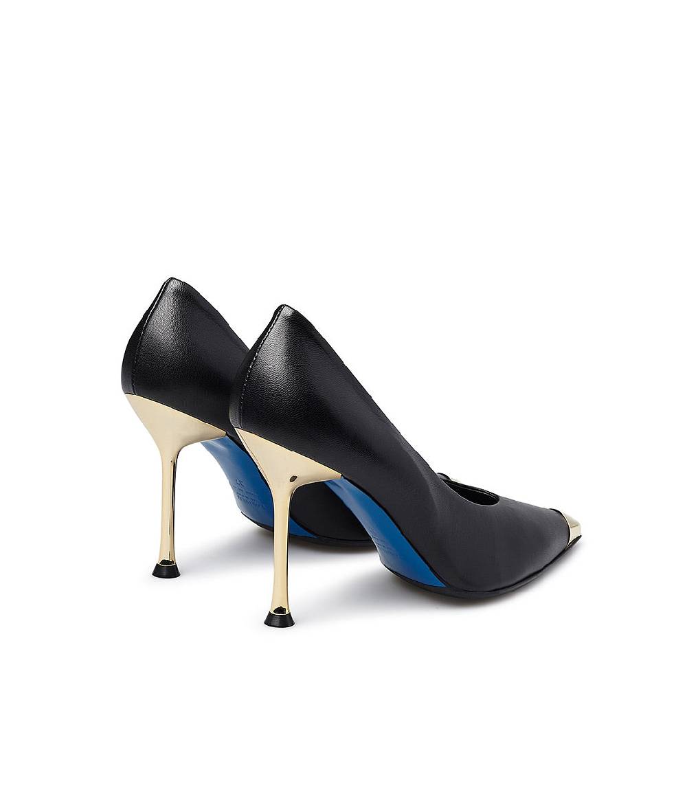Loriblu Décolleté in nappa nera con tacco e punta in metallo oro Cyber Monday