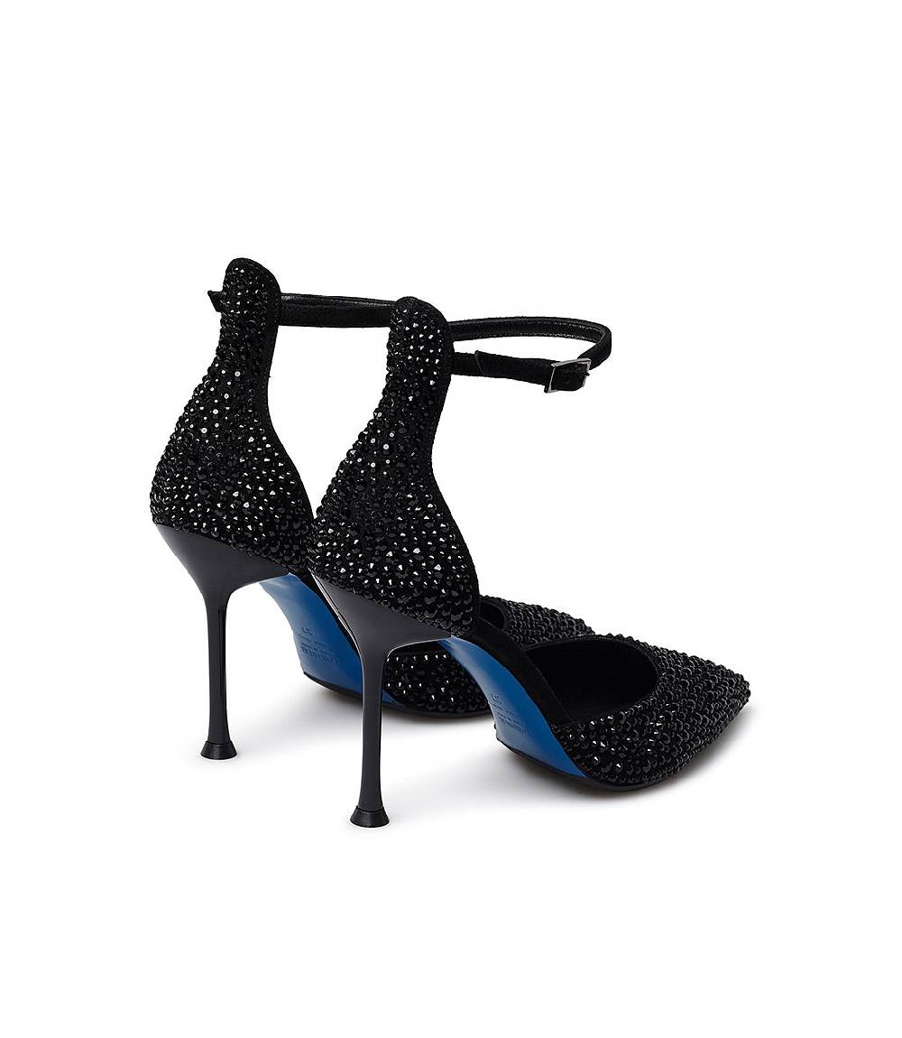 Loriblu Décolleté gioiello in raso nero con cristalli all-over Offerta Pasqua