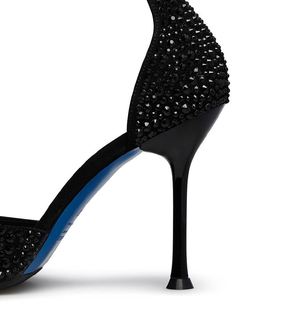 Loriblu Décolleté gioiello in raso nero con cristalli all-over Offerta Pasqua