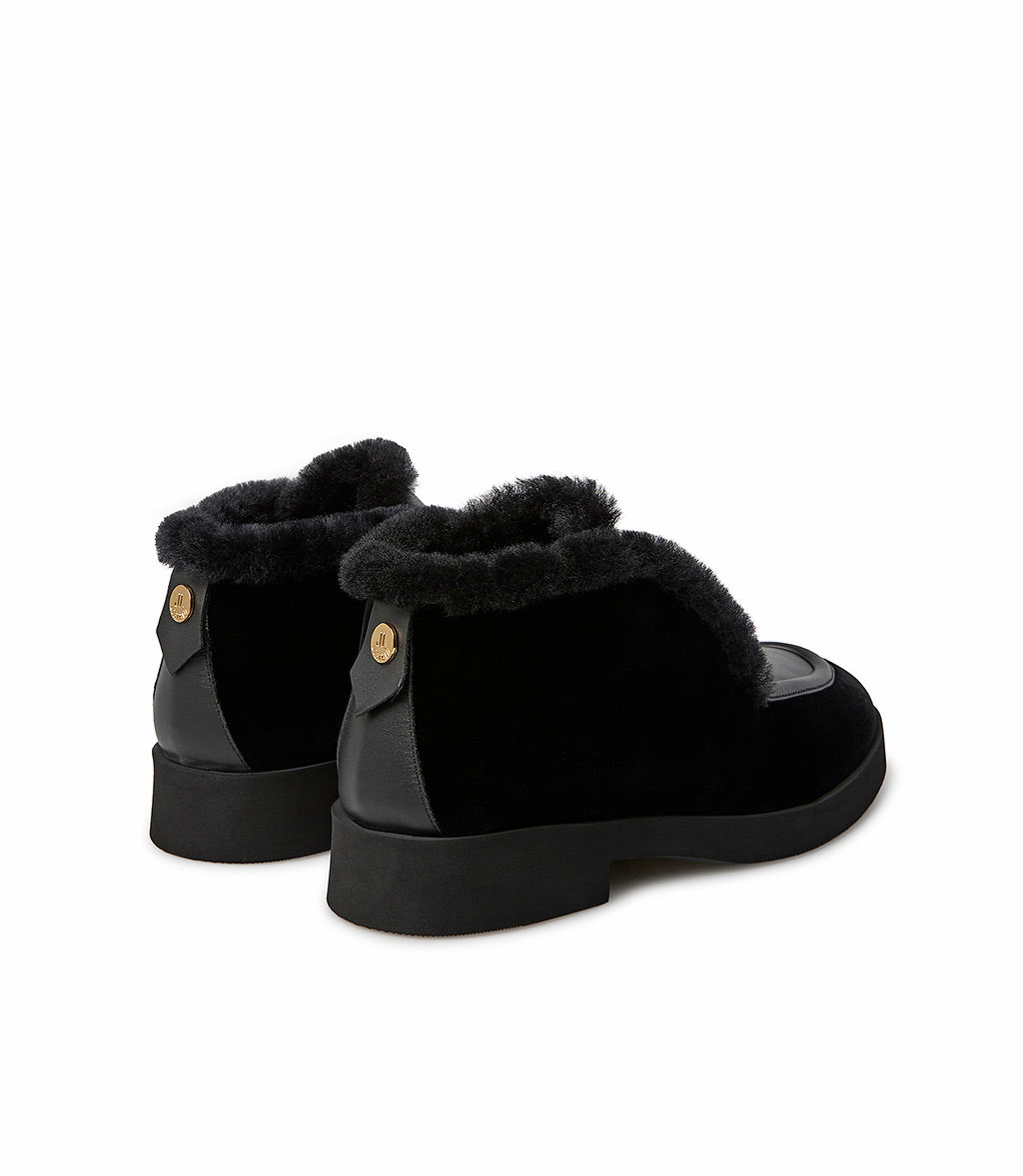 Loriblu Mocassini in camoscio e nappa nera con fodera shearling Offerta San Valentino
