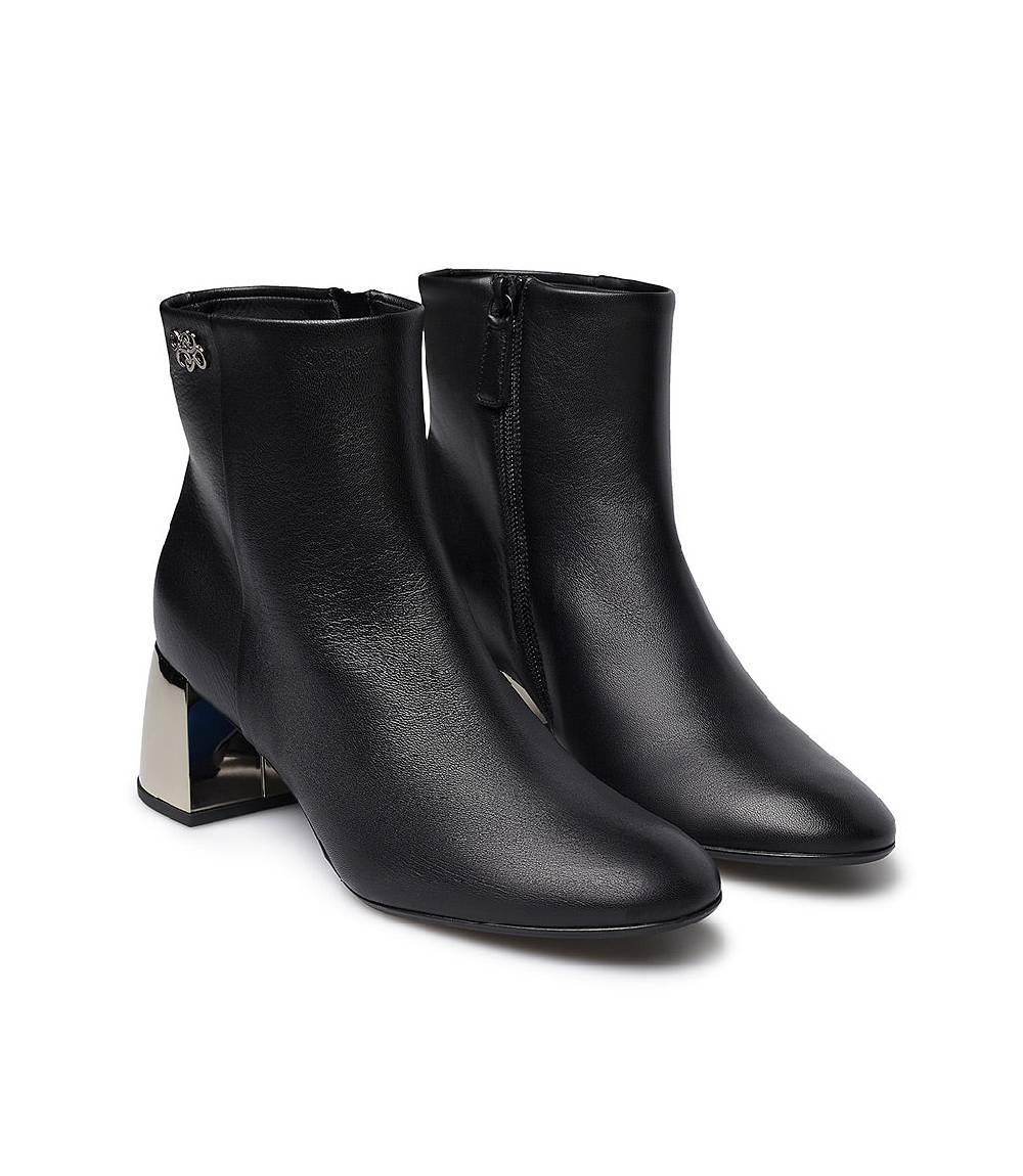 Loriblu Stivaletto in nappa nera con tacco metal argento Offerta Anniversario