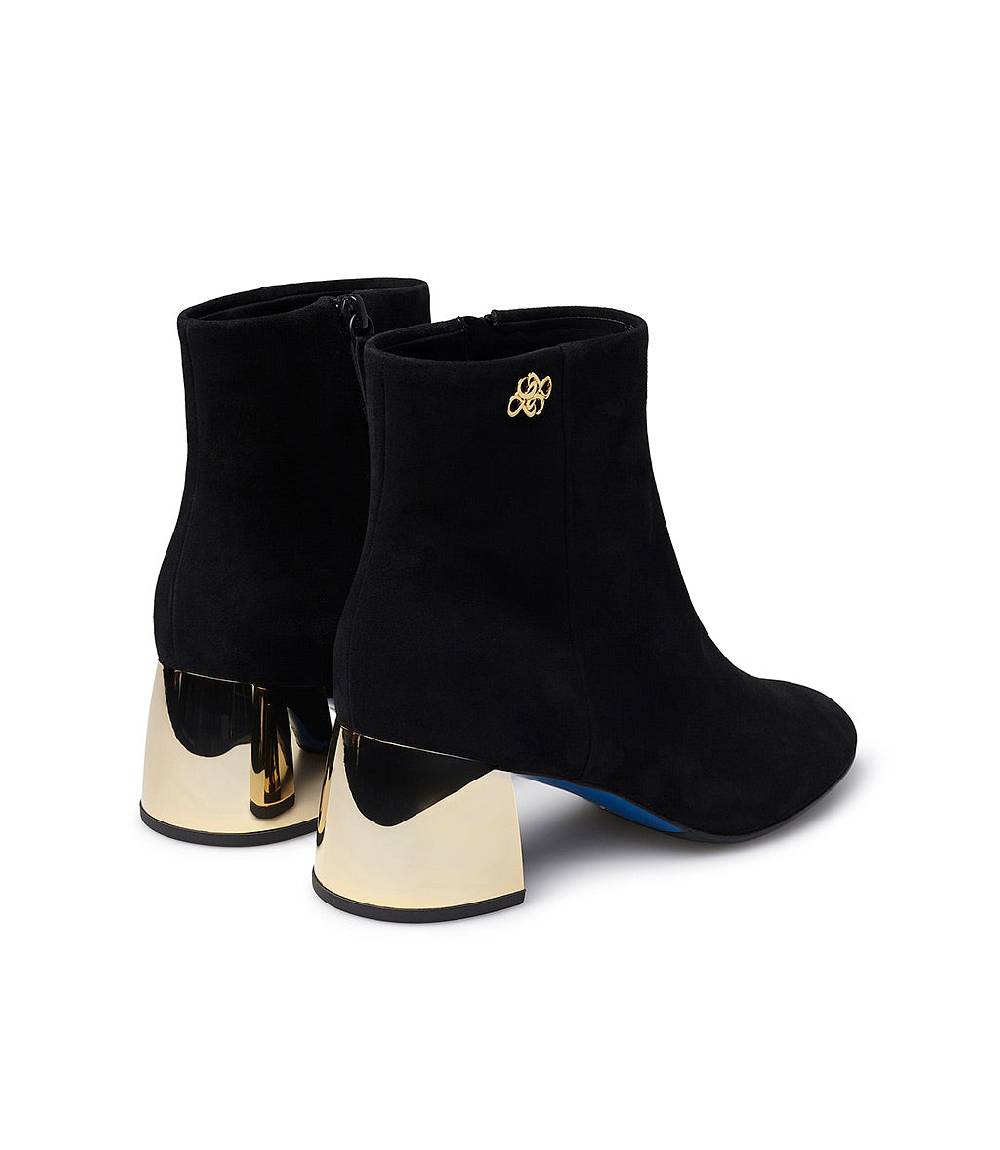 Loriblu Stivaletto in camoscio nero con tacco metal oro Smaltimento dello stoccaggio