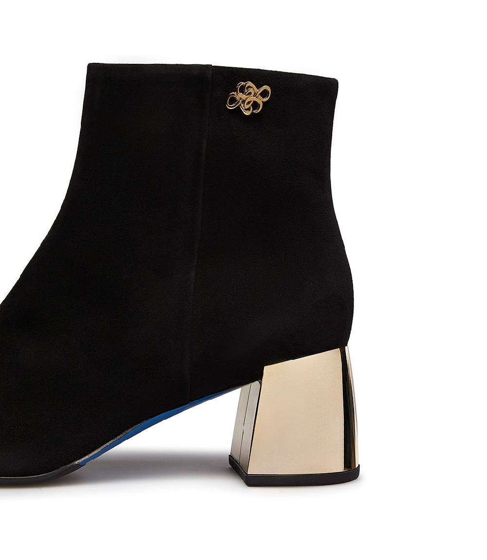 Loriblu Stivaletto in camoscio nero con tacco metal oro Smaltimento dello stoccaggio