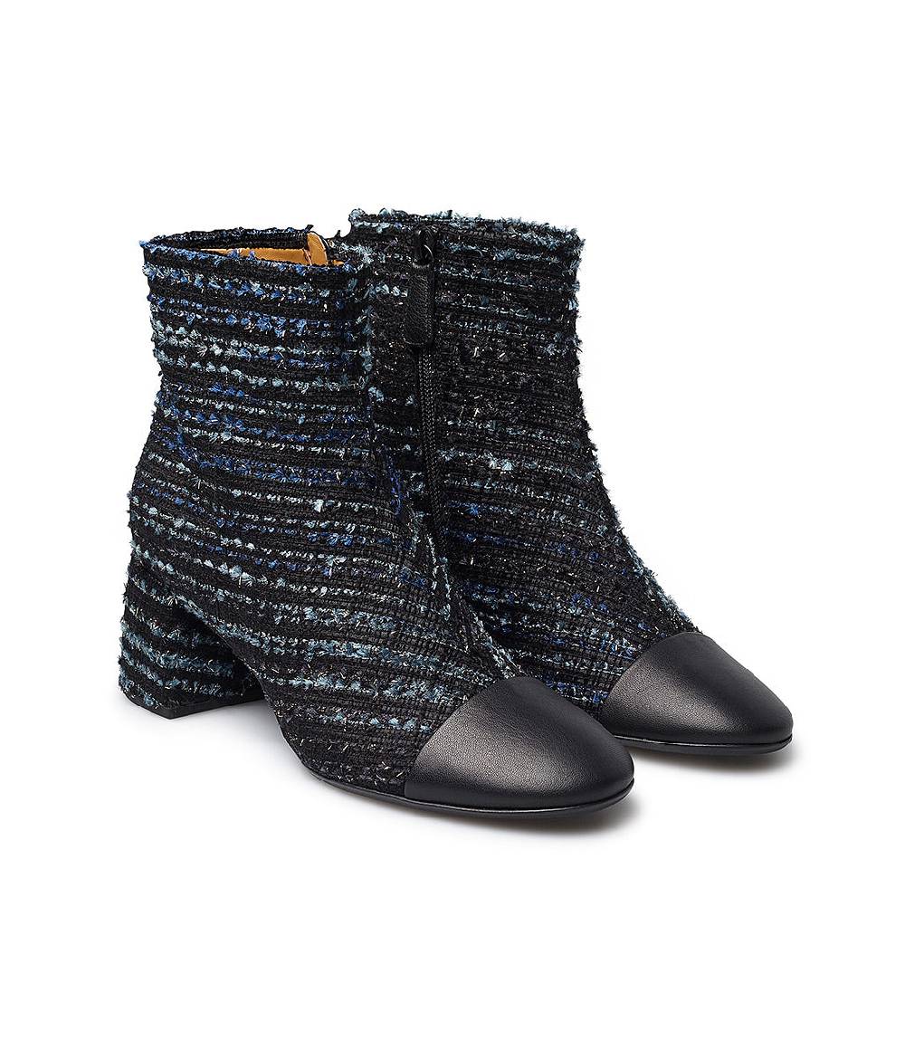 Loriblu Stivaletto in tessuto tweed e nappa blu Vendita calda
