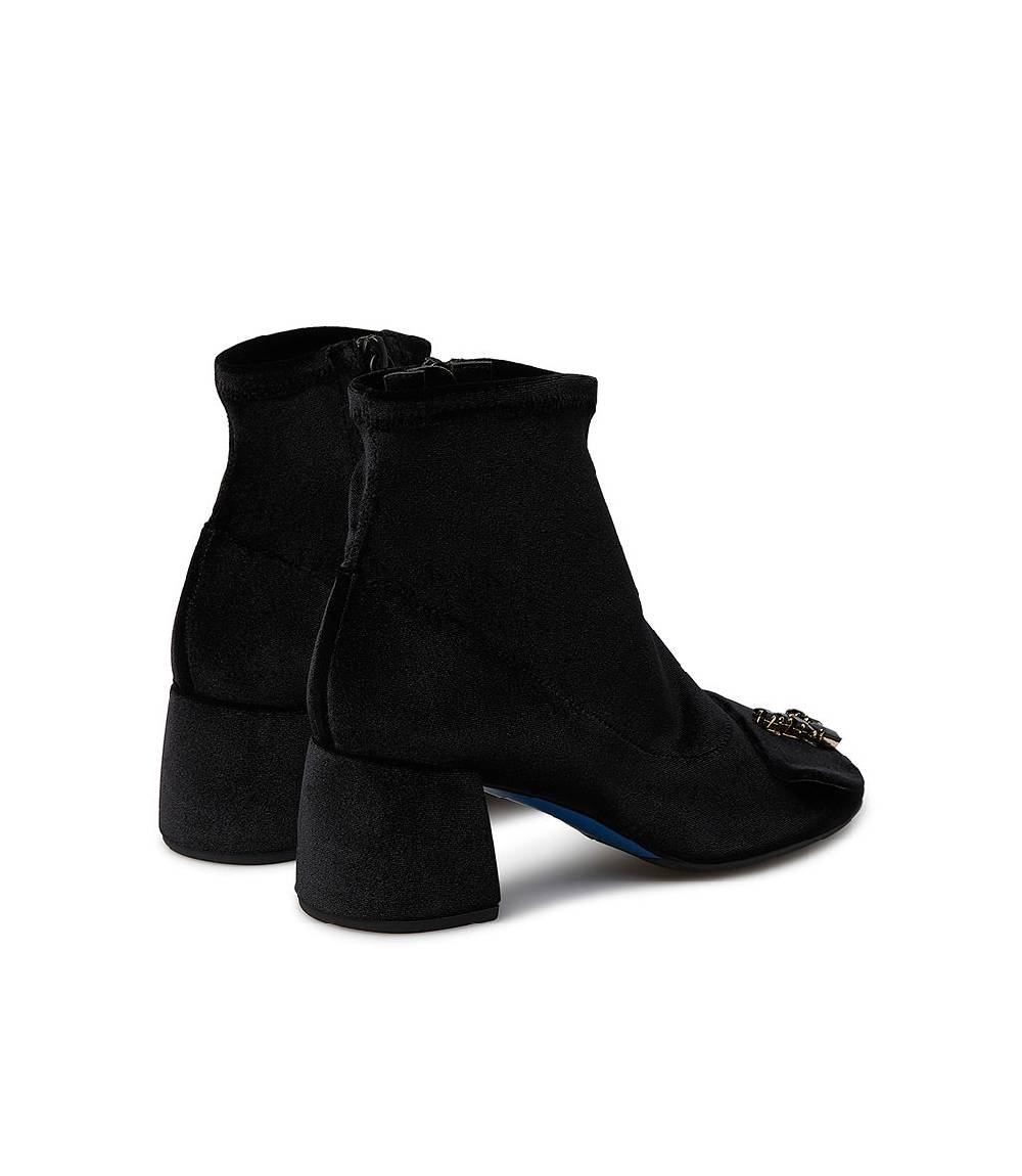 Loriblu Stivaletti in velluto nero con Logo Signature cristalli Offerta migliore