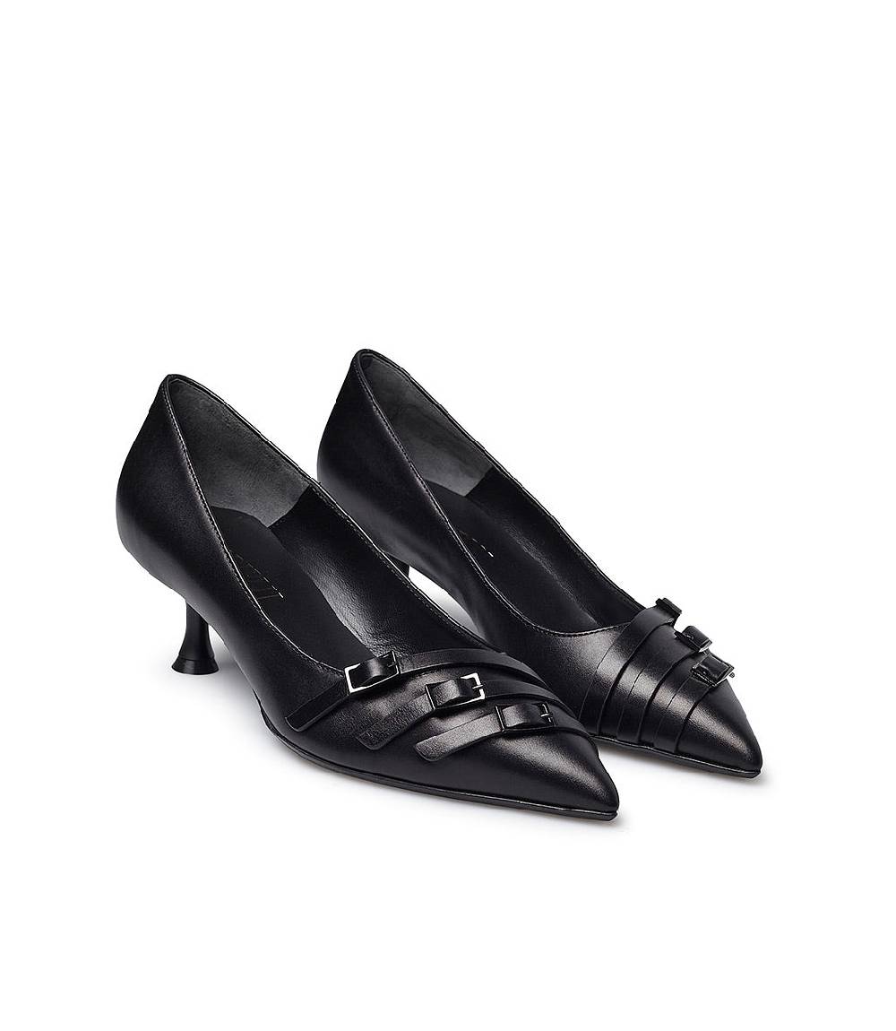 Loriblu Décolleté in nappa nera con cinturini Online Outlet