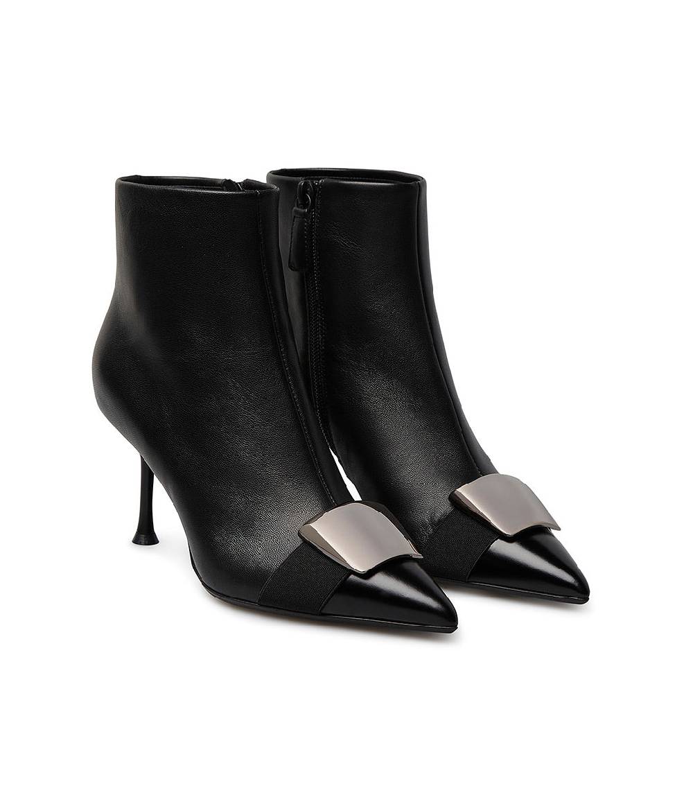 Loriblu Stivaletto in nappa nera con placca Logo metal Offerte giornaliere