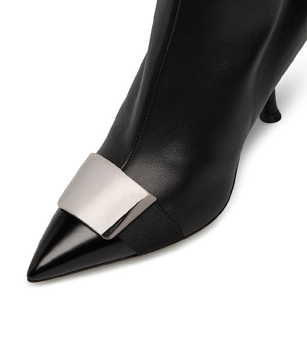 Loriblu Stivaletto in nappa nera con placca Logo metal Offerte giornaliere