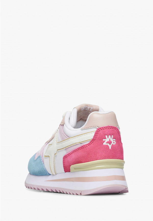 W6yz Sneakers in suede e tessuto tecnico Bianco-Rosa -YAK-J Convenienza