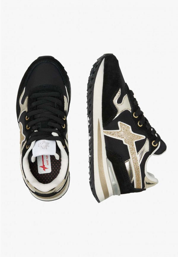 W6yz Sneakers in tessuto tecnico suede e pelle Nero -YAK-J Saldi
