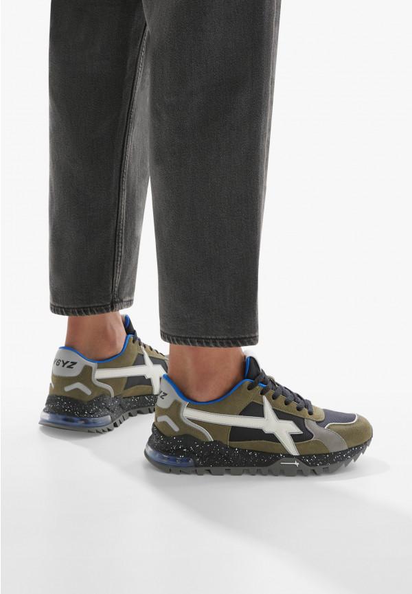 W6yz Sneakers in suede e tessuto tecnico Militare -BREEZE 3-M Comprane uno, ottenene uno gratis