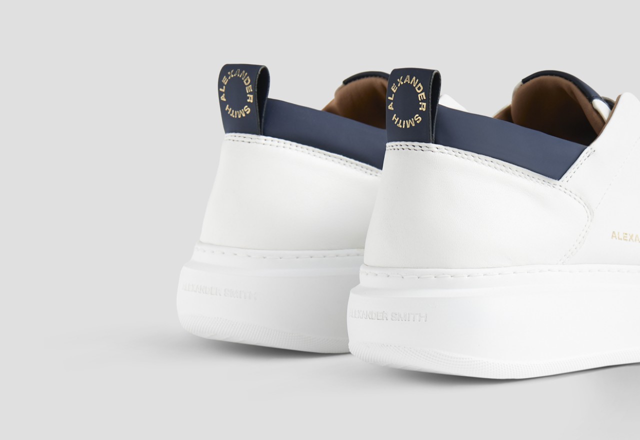 Alexander Smith WEMBLEY SLIP-ON MAN WHITE BLUE In Saldo