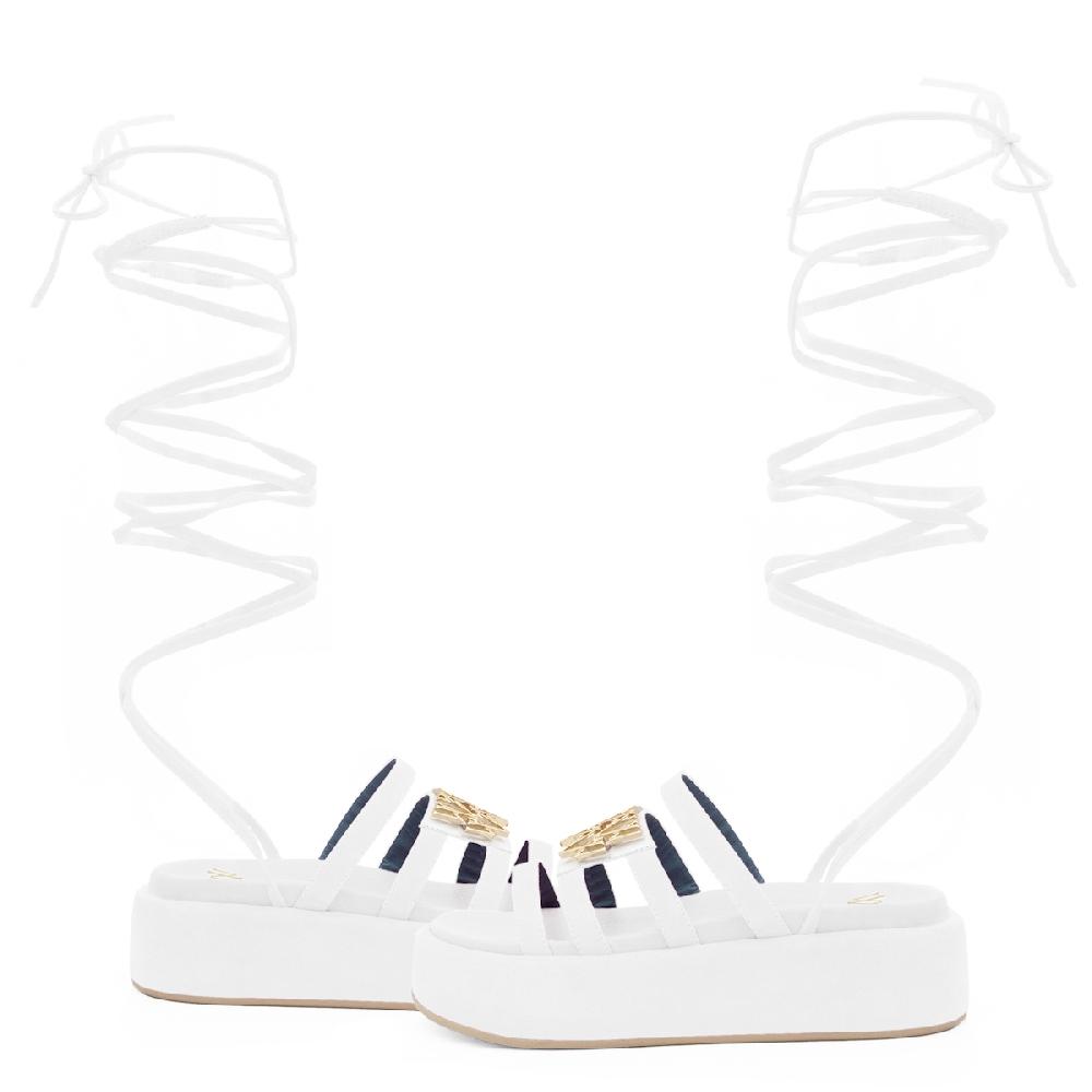 Amalfi by rangoni Sandalo allacciato Cannella bianco Liquidazione