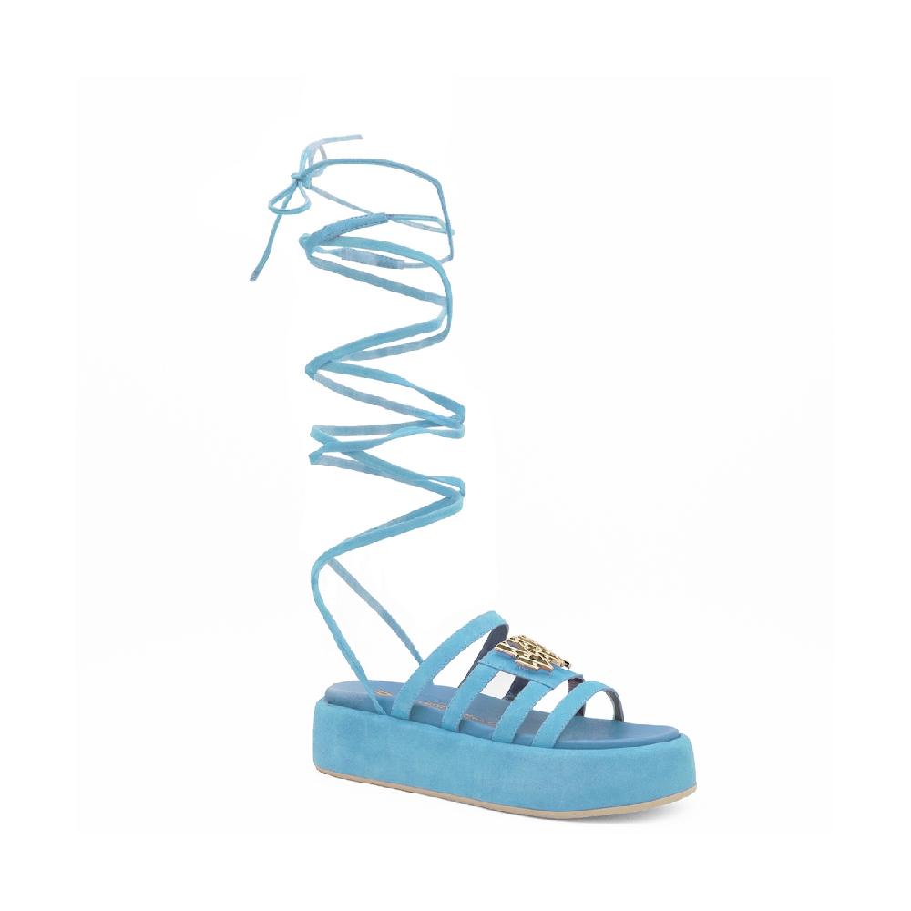 Amalfi by rangoni Sandalo allacciato Cannella azzurro Black Friday Prezzi